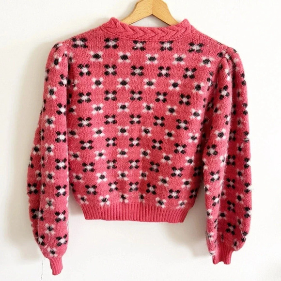 Shrimps Hannie floral geometric knit balloon sleeve jumper sweater size XS - Picture 6 of 8